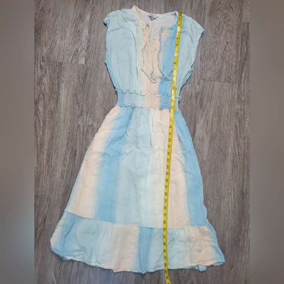 Rails Ashlyn Sunset Gradient Smocked Waist Linen Rayon Blend Dress Pastel XS - Picture 15 of 15